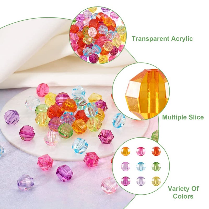 Craftdady 100Pcs Transparent Acrylic Faceted Round Ball Spacer Beads 10mm Random Mixed Colors Plastic Loose Pony Beads for Jewelry Making Hole: 2mm - Image 3